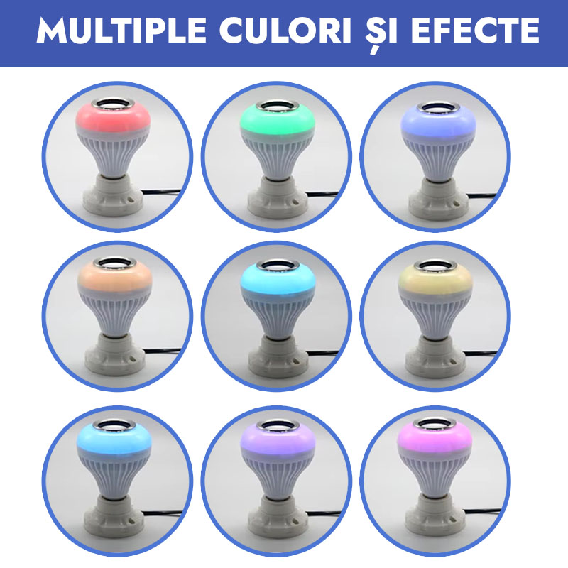 OFERTĂ 1+1 GRATIS: Bec Inteligent Cu Boxă Integrata și Multiple Efecte De Lumina + Telecomandă - imagine 4